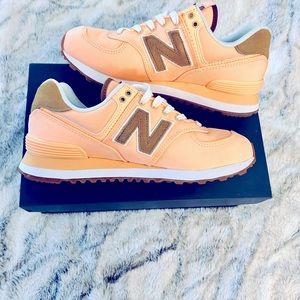 New Balance Peach Orange Sneakers with Tan Accents